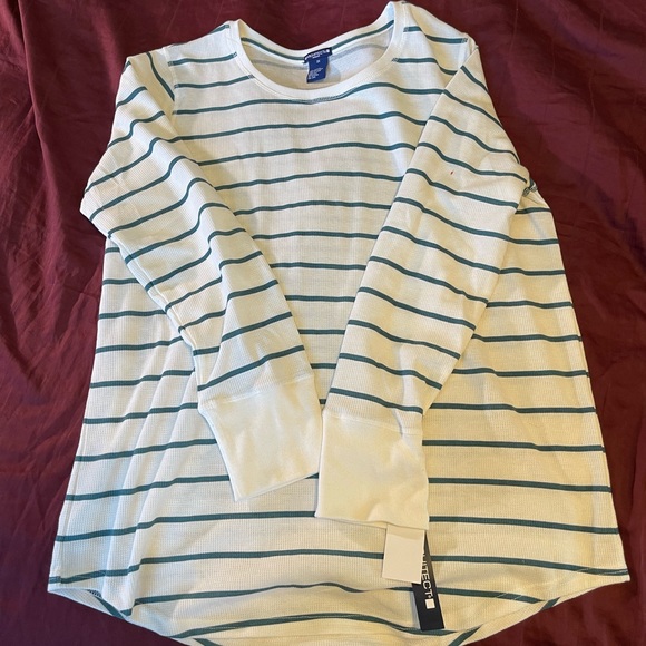 White with Green Stripes Shirt, size XXL - Picture 2 of 4